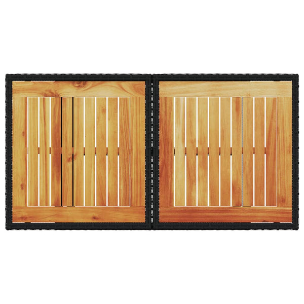 Schwarzer Gartentisch Dorus 100x55x73cm (Polyrattan und Akazienholz)