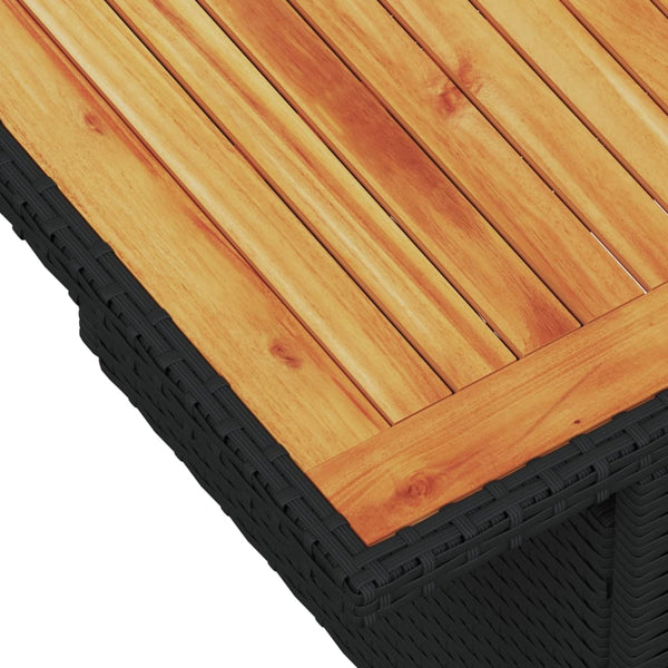 Schwarzer Gartentisch Dorus 100x55x73cm (Polyrattan und Akazienholz)
