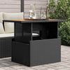 Schwarzer Gartentisch Dorus 100x55x73cm (Polyrattan und Akazienholz)