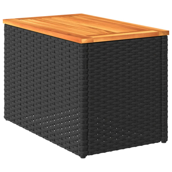Schwarze Beistelltische Azimussan 55x34x37cm (2 Stück Polyrattan Holz)