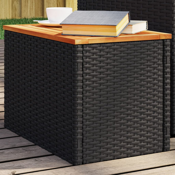Schwarze Beistelltische Azimussan 55x34x37cm (2 Stück Polyrattan Holz)