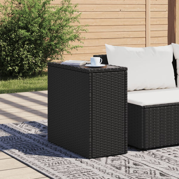 Gartenseitentisch Pintea 58x27,5x55cm schwarz (PE-Rattan)