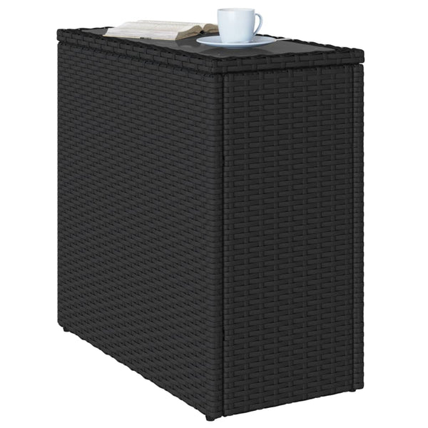 Gartenseitentisch Pintea 58x27,5x55cm schwarz (PE-Rattan)