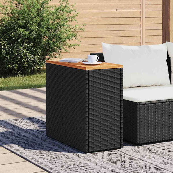 Schwarzer Gartentisch Pintea 58x27,5x55cm (Polyrattan)
