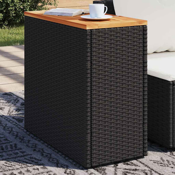 Schwarzer Gartentisch Pintea 58x27,5x55cm (Polyrattan)