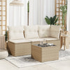 Beiger Gartentisch Tarabega 55x55x37cm (Glasplatte mit Polyrattan)