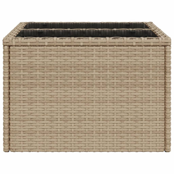 Beiger Gartentisch Tarabega 55x55x37cm (Glasplatte mit Polyrattan)