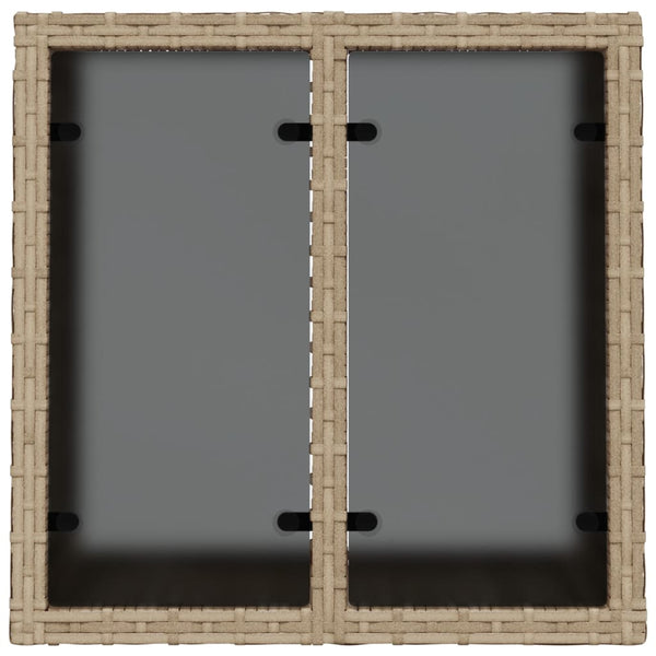 Beiger Gartentisch Tarabega 55x55x37cm (Glasplatte mit Polyrattan)