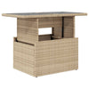 Beiger Gartentisch Dorus 100x55x73cm (Glasplatte Polyrattan)