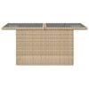 Beiger Gartentisch Dorus 100x55x73cm (Glasplatte Polyrattan)