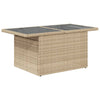Beiger Gartentisch Dorus 100x55x73cm (Glasplatte Polyrattan)