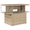 Beiger Gartentisch Dorus 100x55x73cm (Glasplatte Polyrattan)