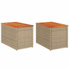 Beige Garten-Beistelltische Azimussa 55x34x37cm (2 Stück Polyrattan Holz)