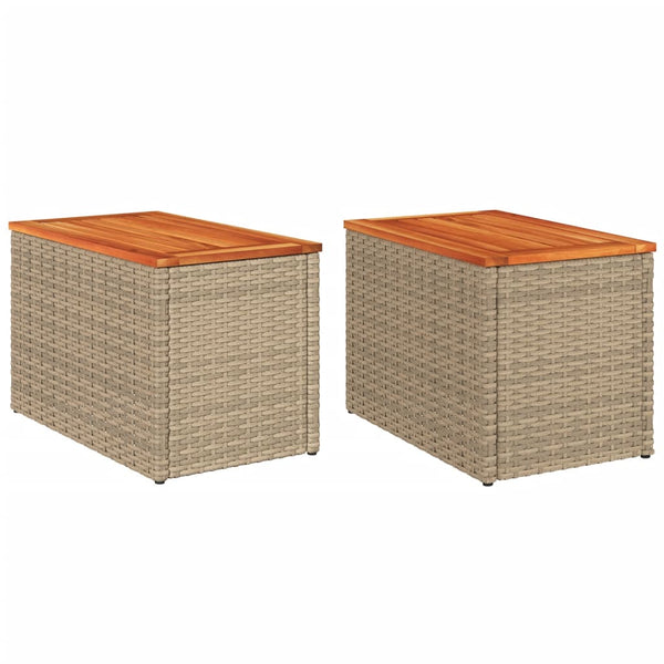 Beige Garten-Beistelltische Azimussa 55x34x37cm (2 Stück Polyrattan Holz)