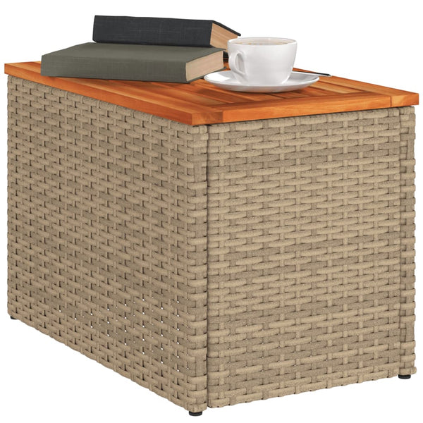 Beige Garten-Beistelltische Azimussa 55x34x37cm (2 Stück Polyrattan Holz)