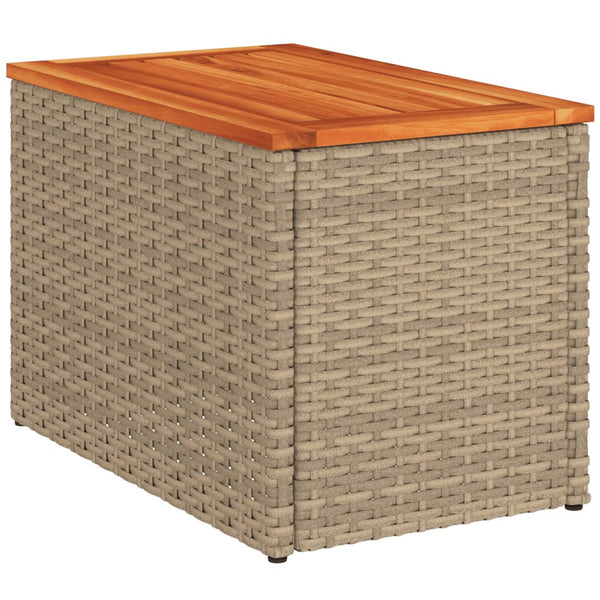Beige Garten-Beistelltische Azimussa 55x34x37cm (2 Stück Polyrattan Holz)