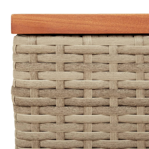 Beige Garten-Beistelltische Azimussa 55x34x37cm (2 Stück Polyrattan Holz)