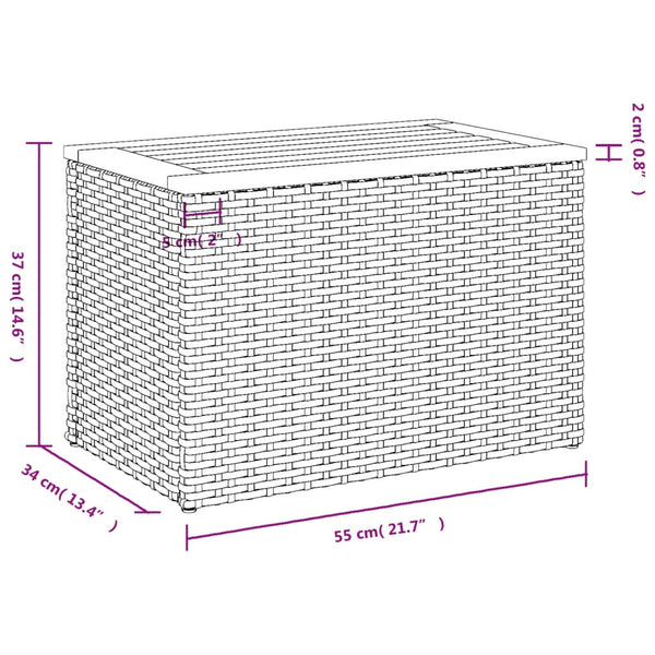 Beige Garten-Beistelltische Azimussa 55x34x37cm (2 Stück Polyrattan Holz)