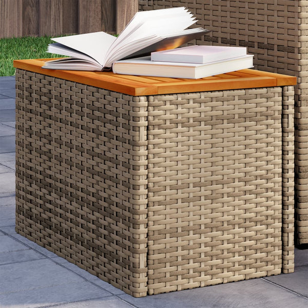 Beige Garten-Beistelltische Azimussa 55x34x37cm (2 Stück Polyrattan Holz)