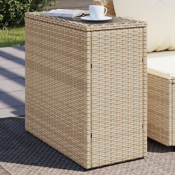 Beiger Garten-Beistelltisch Pintea 58x27,5x55cm (PE-Rattan)