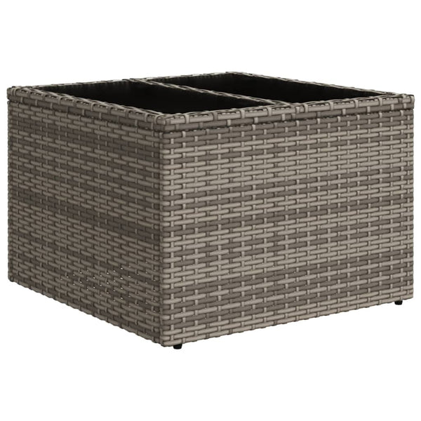 Grauer Gartentisch Tarabega 55x55x37cm (Polyrattan mit Glasplatte)