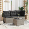 Grauer Gartentisch Tarabega 55x55x37cm (Polyrattan mit Glasplatte)