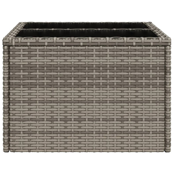 Grauer Gartentisch Tarabega 55x55x37cm (Polyrattan mit Glasplatte)