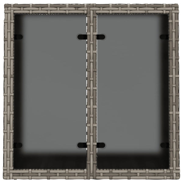 Grauer Gartentisch Tarabega 55x55x37cm (Polyrattan mit Glasplatte)
