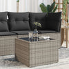 Grauer Gartentisch Tarabega 55x55x37cm (Polyrattan mit Glasplatte)