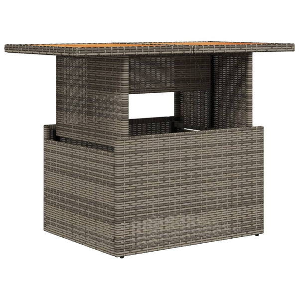 Grauer Gartentisch Dorus 100x55x73cm (Polyrattan und Akazienholz)