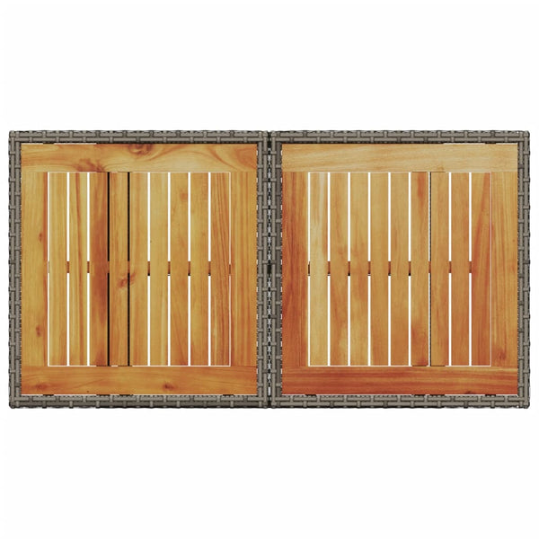 Grauer Gartentisch Dorus 100x55x73cm (Polyrattan und Akazienholz)