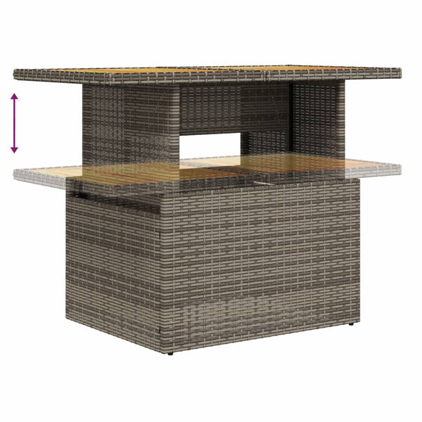 Grauer Gartentisch Dorus 100x55x73cm (Polyrattan und Akazienholz)