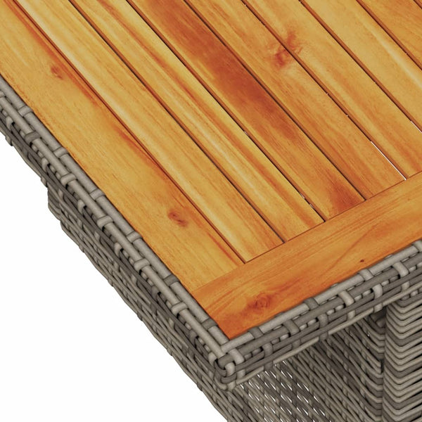 Grauer Gartentisch Dorus 100x55x73cm (Polyrattan und Akazienholz)