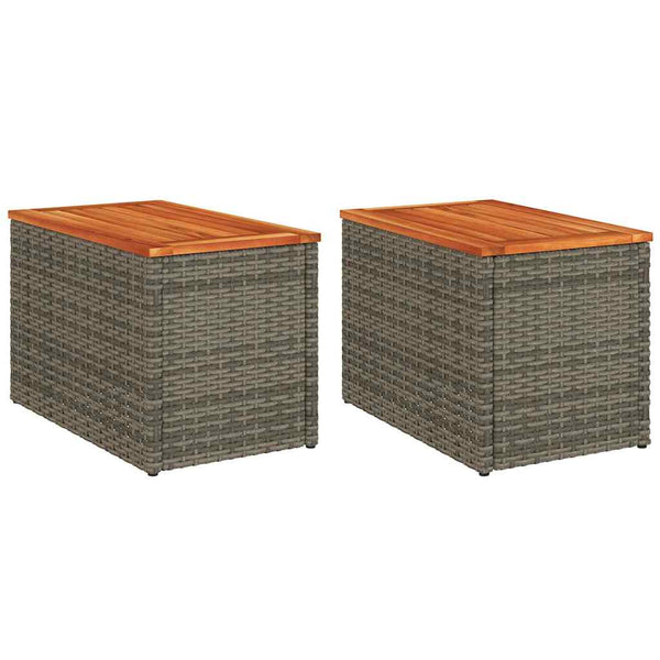 Graue Garten-Beistelltische Azimussa 55x34x37cm (2 Stück Polyrattan Holz)