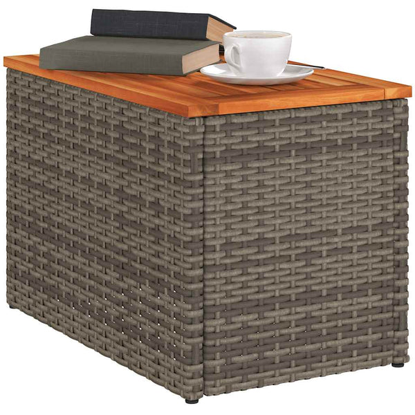 Graue Garten-Beistelltische Azimussa 55x34x37cm (2 Stück Polyrattan Holz)