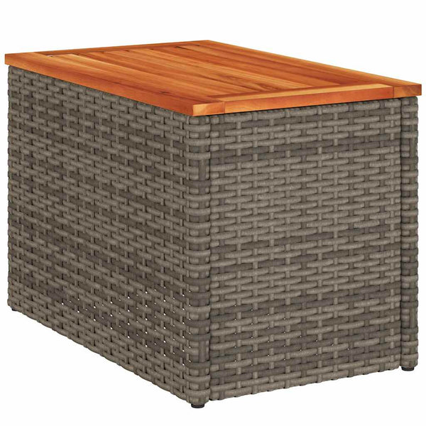 Graue Garten-Beistelltische Azimussa 55x34x37cm (2 Stück Polyrattan Holz)