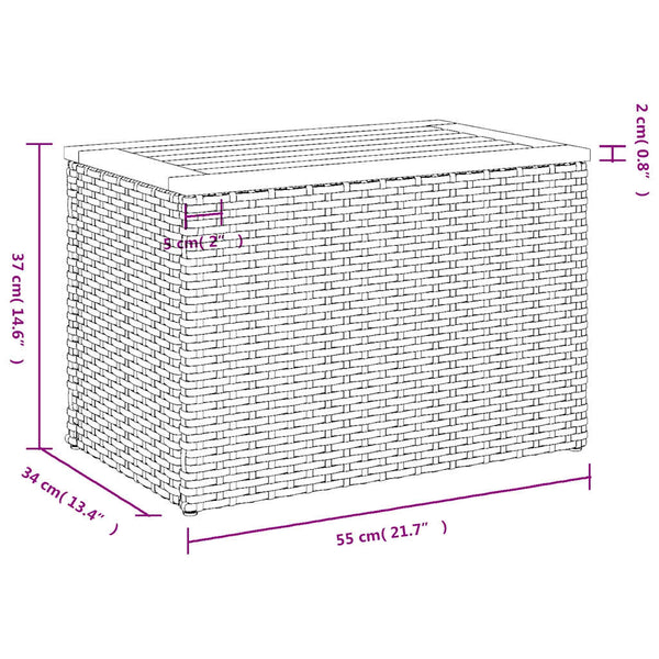Graue Garten-Beistelltische Azimussa 55x34x37cm (2 Stück Polyrattan Holz)