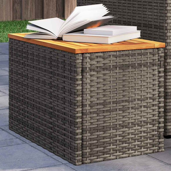 Graue Garten-Beistelltische Azimussa 55x34x37cm (2 Stück Polyrattan Holz)