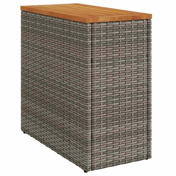 Harmaa puutarhan sivupöytä Pintea 58x27,5x55cm (puulevyllä polyrottinki)