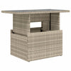 Grauer Gartentisch mit Glasplatte Dorus 100x55x73cm (Polyrattan)