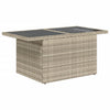 Grauer Gartentisch mit Glasplatte Dorus 100x55x73cm (Polyrattan)
