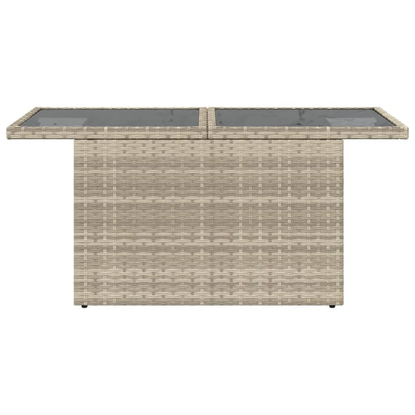Grauer Gartentisch mit Glasplatte Dorus 100x55x73cm (Polyrattan)
