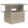 Grauer Gartentisch mit Glasplatte Dorus 100x55x73cm (Polyrattan)