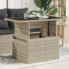 Grauer Gartentisch mit Glasplatte Dorus 100x55x73cm (Polyrattan)