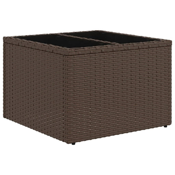 Brauner Gartentisch Tarabega 55x55x37cm (mit Glasplatte Polyrattan)