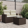 Brauner Gartentisch Tarabega 55x55x37cm (mit Glasplatte Polyrattan)