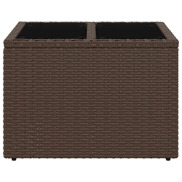 Brauner Gartentisch Tarabega 55x55x37cm (mit Glasplatte Polyrattan)