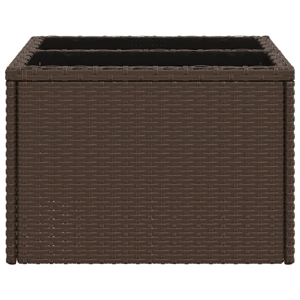 Brauner Gartentisch Tarabega 55x55x37cm (mit Glasplatte Polyrattan)