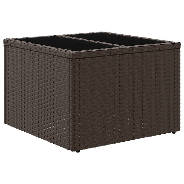 Brauner Gartentisch Tarabega 55x55x37cm (mit Glasplatte Polyrattan)