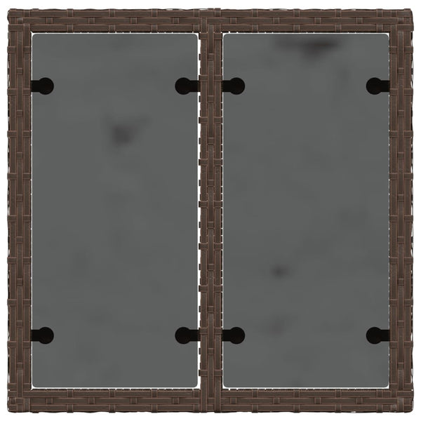 Brauner Gartentisch Tarabega 55x55x37cm (mit Glasplatte Polyrattan)